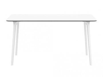 Table MAYLI carrée 140 cm plateau stratifié HPL pour l&#8217;intérieur et l&#8217;extérieur en blanc