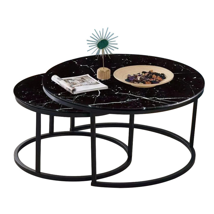 Table basse GIGOGNE ronde plateau marbre couleur noir