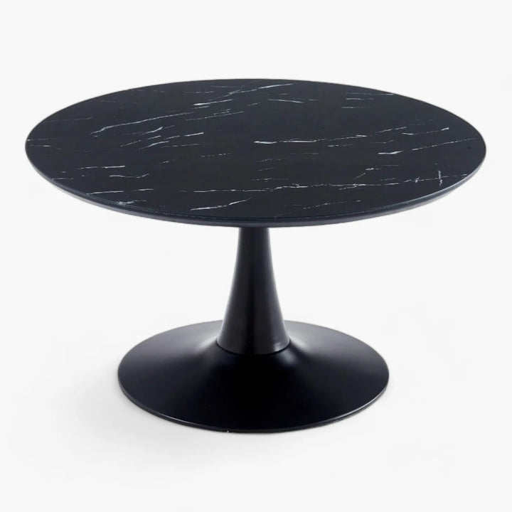 Table basse marbre noir pieds noirs acier inoxydable