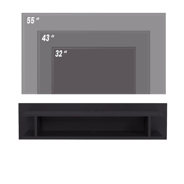 Meuble TV Suspendu OSCARO en bois couleur noir 120 cm avec rangement