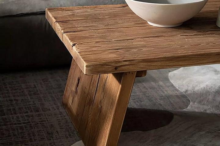 Table basse rectangulaire en bois naturel
